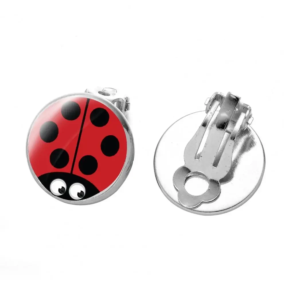 Women's Ear Clips Cute Anti-rust Ladies Glass Ladybug Earrings Hoop Dot Earrings Jewelry Women Clip Earrings Daily Wear - Afbeelding 9