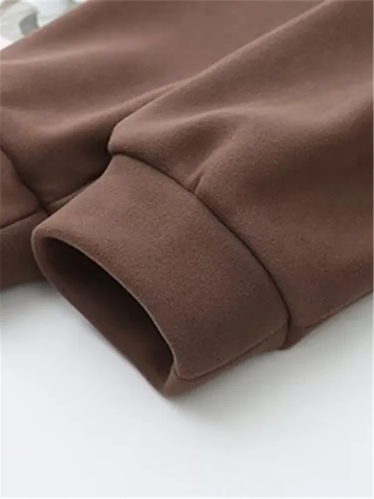 Plus Size Women's Clothing Autumn Winter Hoodies &Sweatshirts Hooded Long Sleeves Mixed color Warm Sweatshirt With Fleece Inside - Afbeelding 5