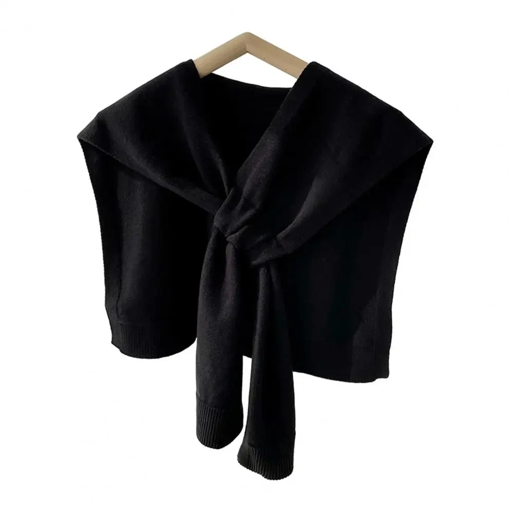 Women Shawl Knitted Thick Solid Color Thermal Soft Keep Warm Fake Cross Sleeve Fall Winter Summer AC Shoulder Wrap Women Clothes - Afbeelding 5