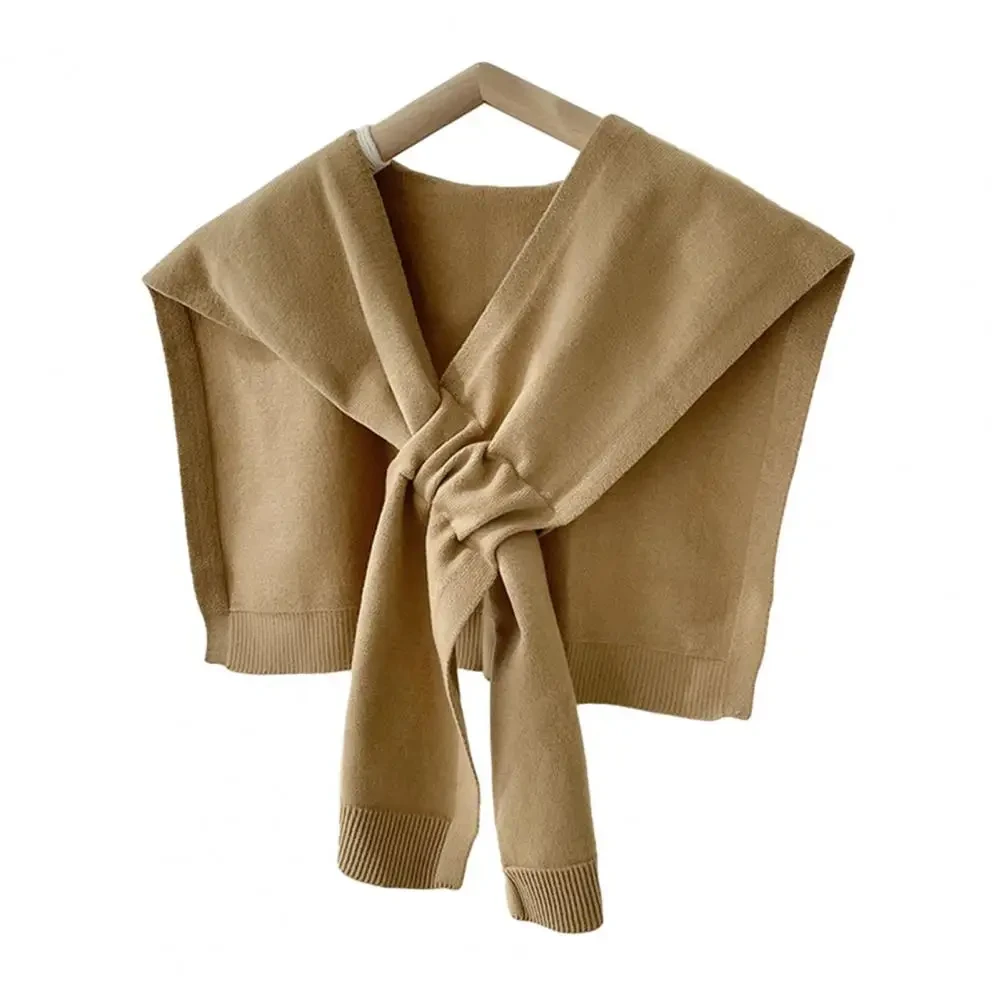 Women Shawl Knitted Thick Solid Color Thermal Soft Keep Warm Fake Cross Sleeve Fall Winter Summer AC Shoulder Wrap Women Clothes - Afbeelding 10
