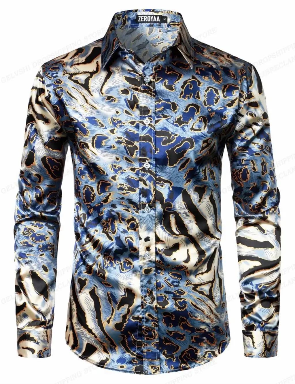 Gold Chain Hawaii Shirts Butterfly 3d Print Shirts Men Fashion Shirts Long Sleeve Beach Blouse Luxury Lapel Shirt Men's Clothing - Afbeelding 15