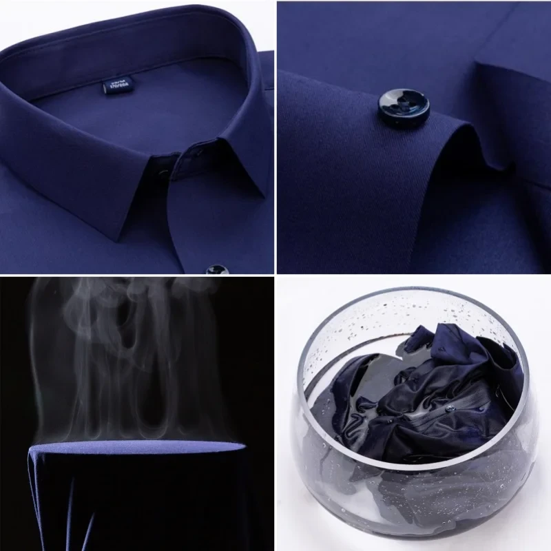 Bamboo Fiber Anti-Wrinkle Mens Shirts Long Sleeve Dress Shirts For Slim Fit Camisa Social Business Blouse White Shirt S-7XL 8XL - Afbeelding 6