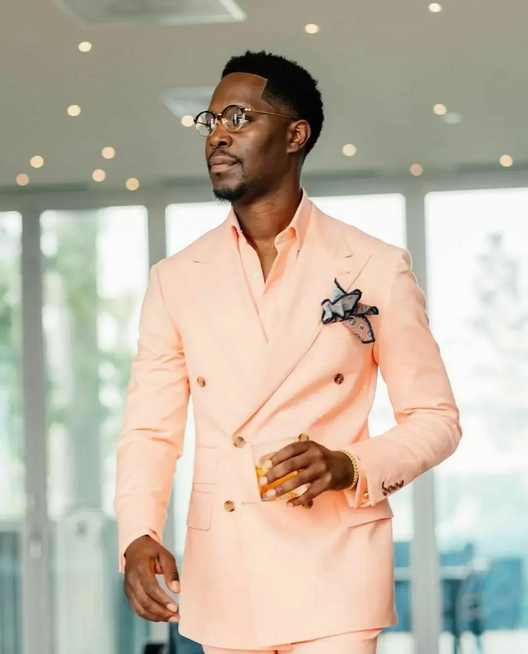 2024 Fashion Double Breasted Men Suit Prom Party Slim Fit Blazers Hombre Casual High Quality Custom 2 Piece Set Costume Homme - Afbeelding 2