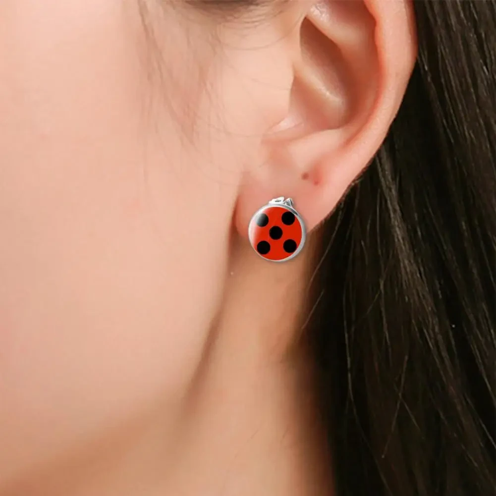 Women's Ear Clips Cute Anti-rust Ladies Glass Ladybug Earrings Hoop Dot Earrings Jewelry Women Clip Earrings Daily Wear - Afbeelding 5