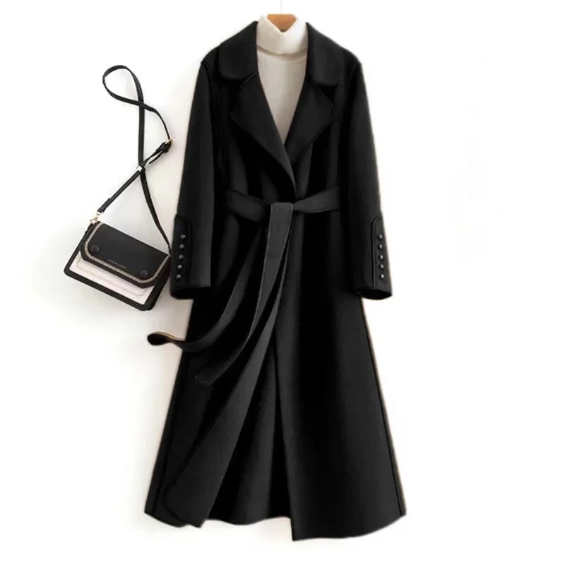 High-Quality Spring And Autumn Wool High-End Double-Sided Cashmere Coat Women's New Fashion Style Elegant Wool Windbreaker Lady - Afbeelding 7