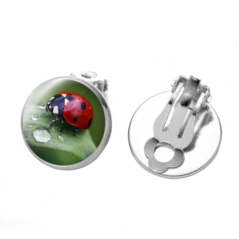 Women's Ear Clips Cute Anti-rust Ladies Glass Ladybug Earrings Hoop Dot Earrings Jewelry Women Clip Earrings Daily Wear - Afbeelding 11