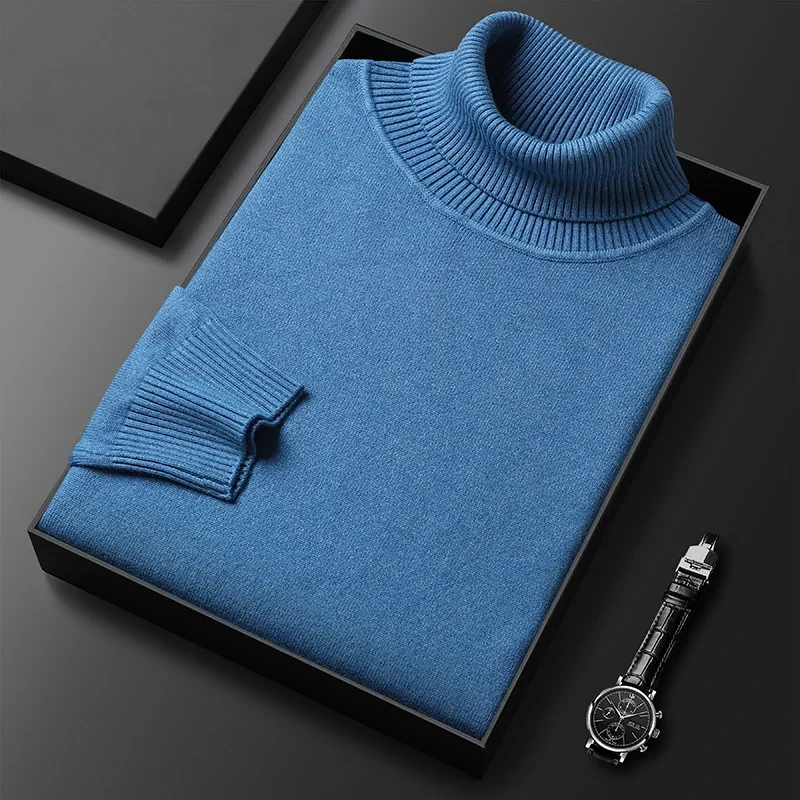 Autumn Winter Slim Fit Turtleneck Sweater Men Solid Color Warm Knitting Pullovers Male Casual Knitwear Long Sleeve Pullovers Man - Afbeelding 7