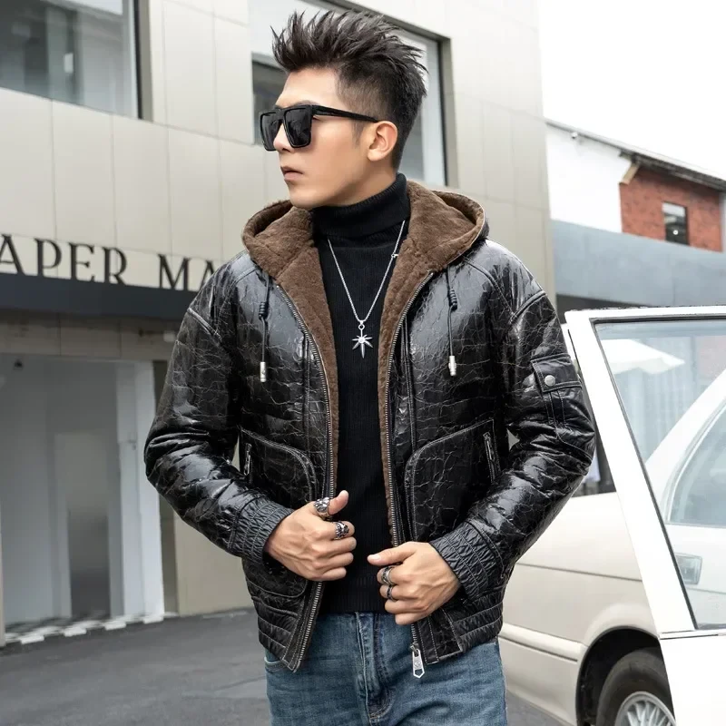 Winter Fur Clothing Male Original Natural Leather and Fur Integrated Tops Men's Fur Coats Men Real Lamb Fur Mens Fur Jacket Coat - Afbeelding 7