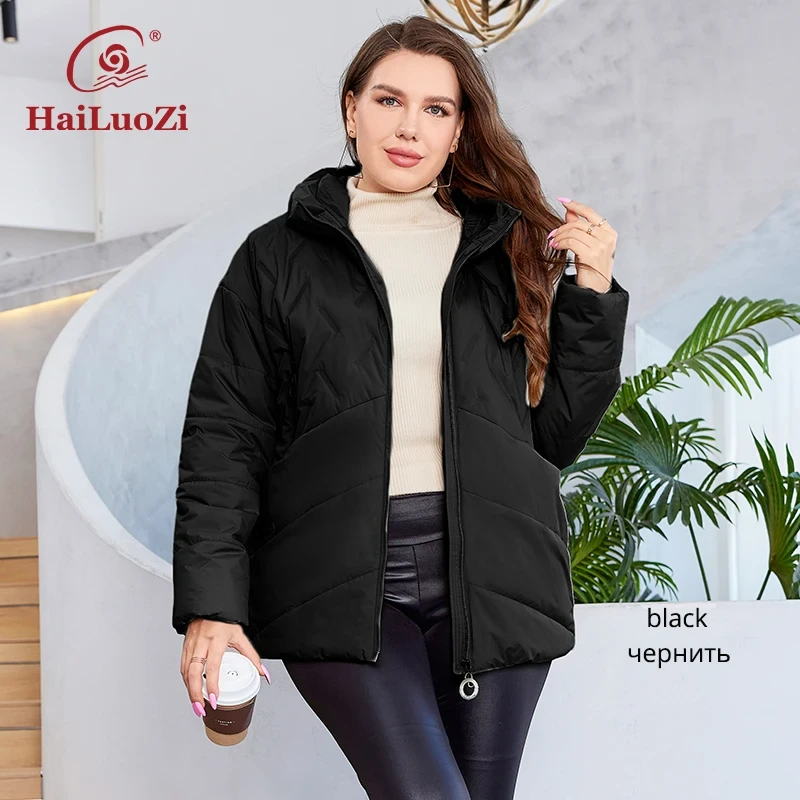 HaiLuoZi 2023 New Plus Size Women Clothing Short Hooded Quilting Female Outwear Classic Design Lightweight Women's Jacket 5529 - Afbeelding 7